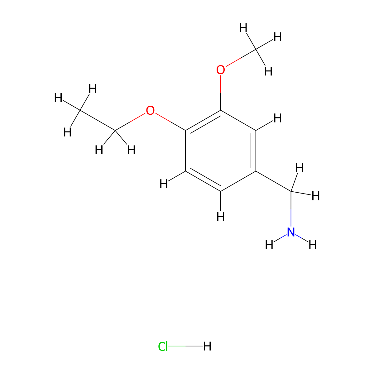 (4-Ethoxy-3-methoxyphenyl)methanamine hydrochloride molecular structure, CAS 854184-85-3