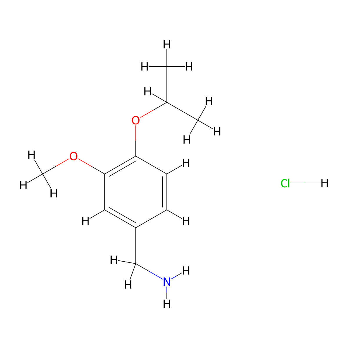 (4-Isopropoxy-3-methoxyphenyl)methanamine hydrochloride molecular structure, CAS 854185-11-8