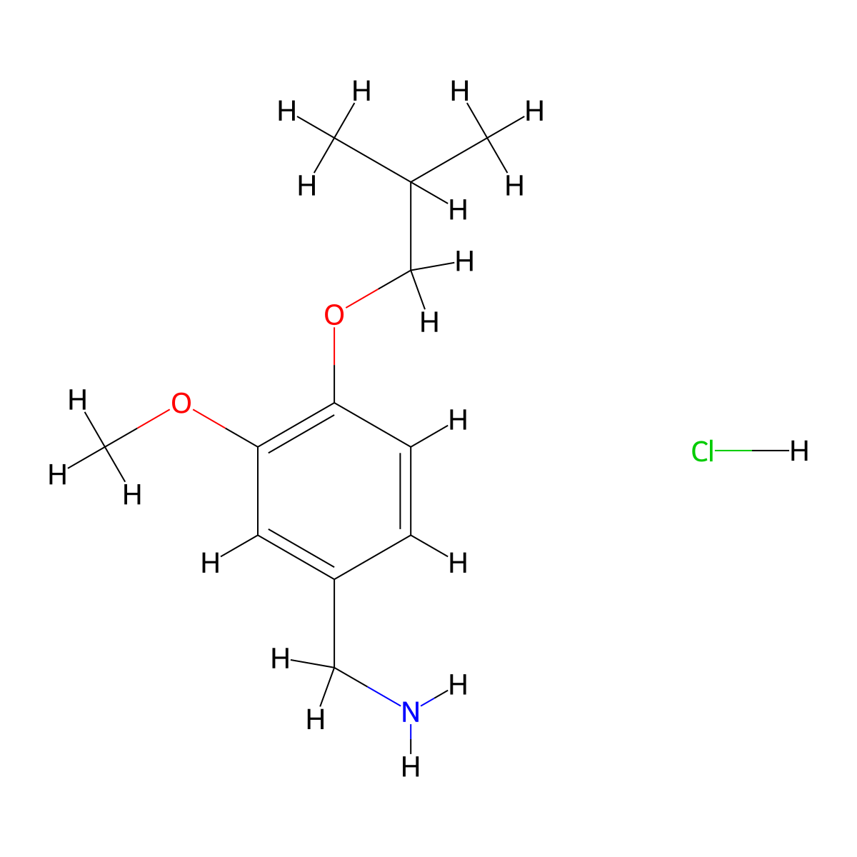 (4-Isobutoxy-3-methoxyphenyl)methanamine hydrochloride molecular structure, CAS 854185-29-8
