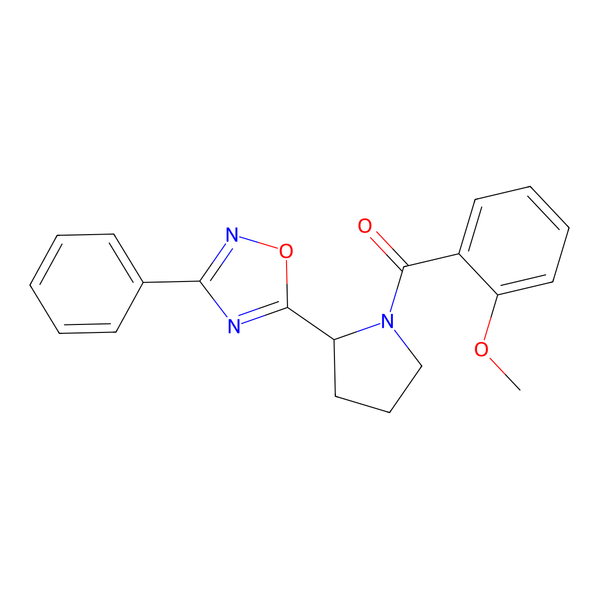 5-[1-(2-Methoxybenzoyl)pyrrolidin-2-yl]-3-phenyl-1,2,4-oxadiazole molecular structure, CAS 854202-21-4