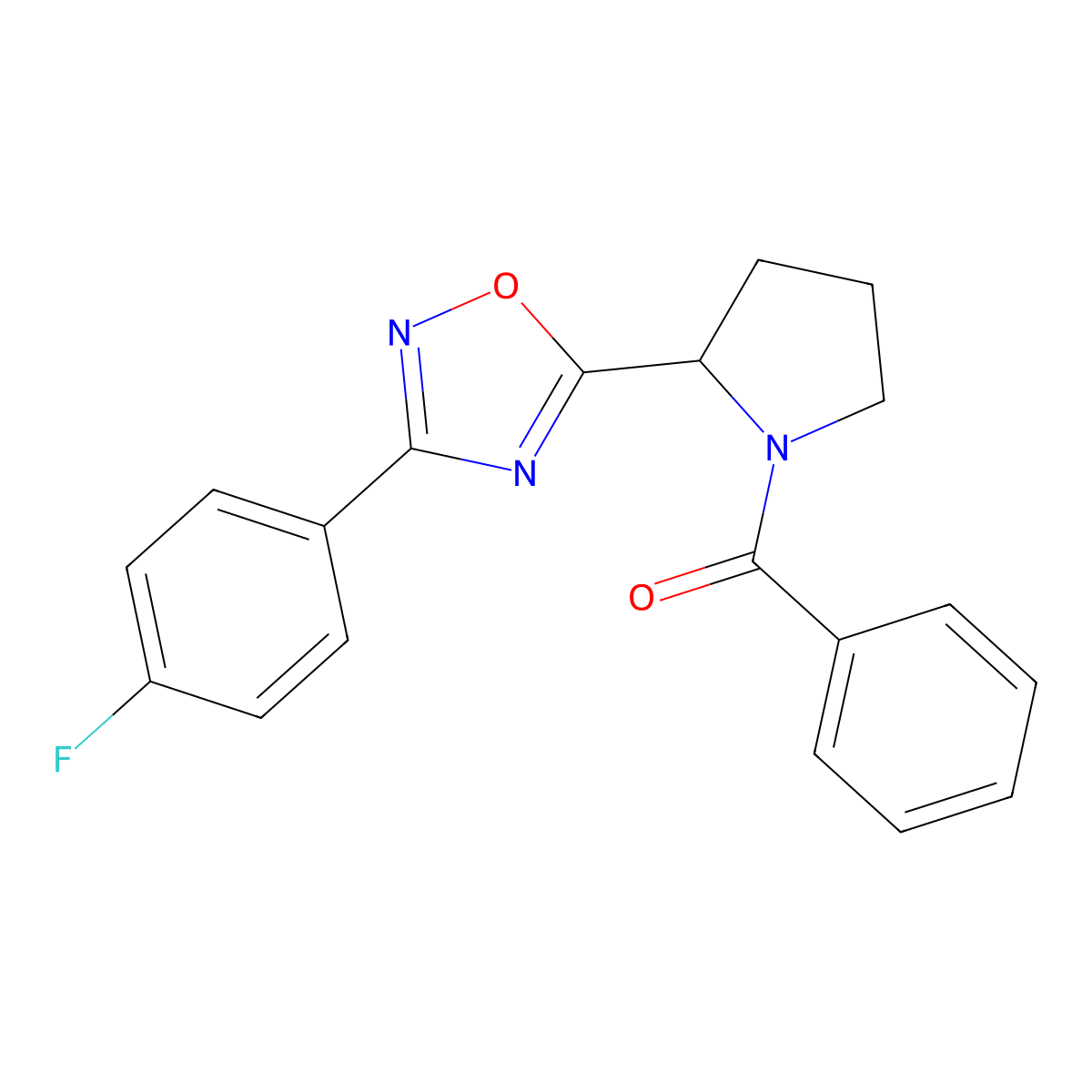 5-(1-Benzoylpyrrolidin-2-yl)-3-(4-fluorophenyl)-1,2,4-oxadiazole molecular structure, CAS 854203-09-1