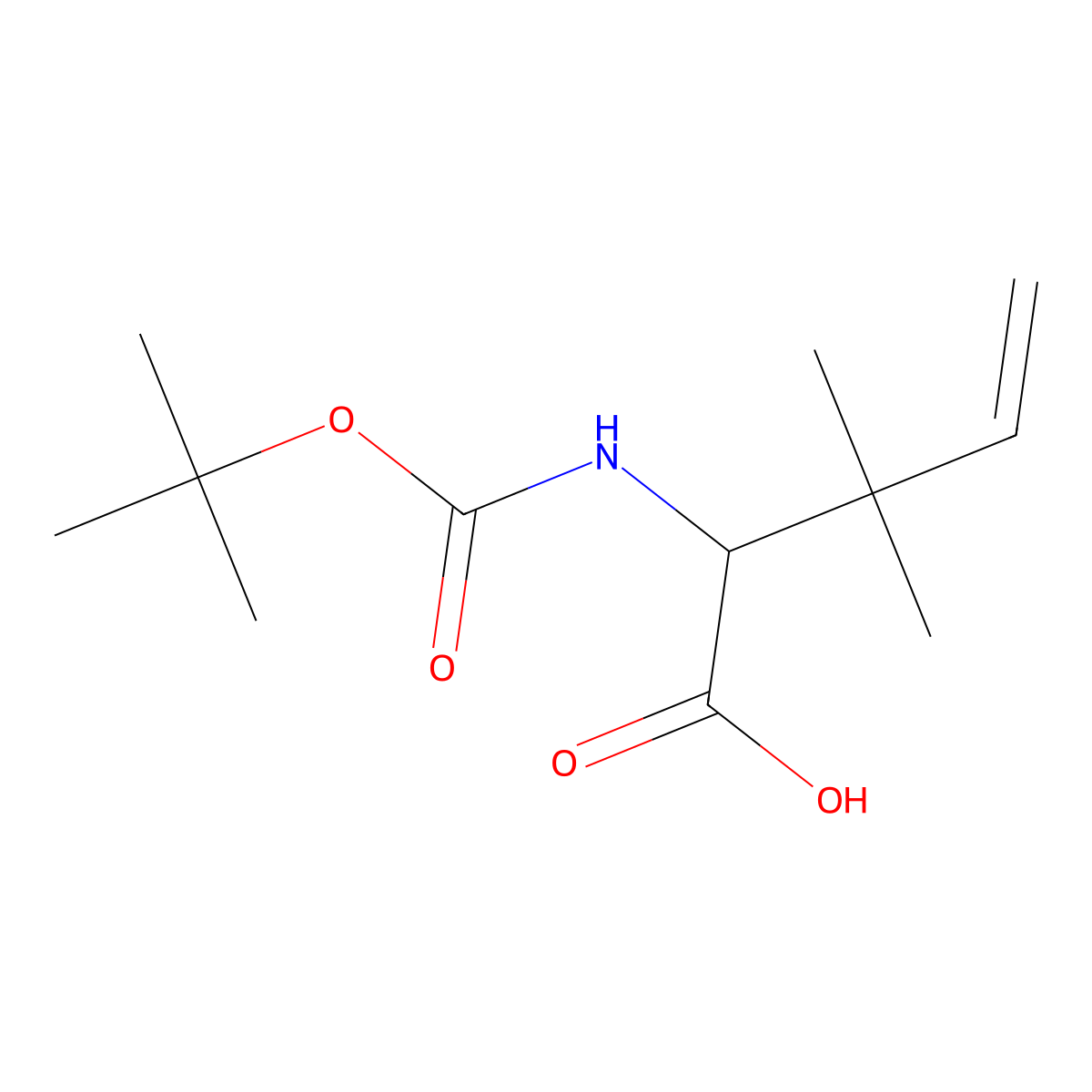 (R)-Boc-2-amino-3,3-dimethyl-pent-4-enoic acid molecular structure, CAS 854250-89-8