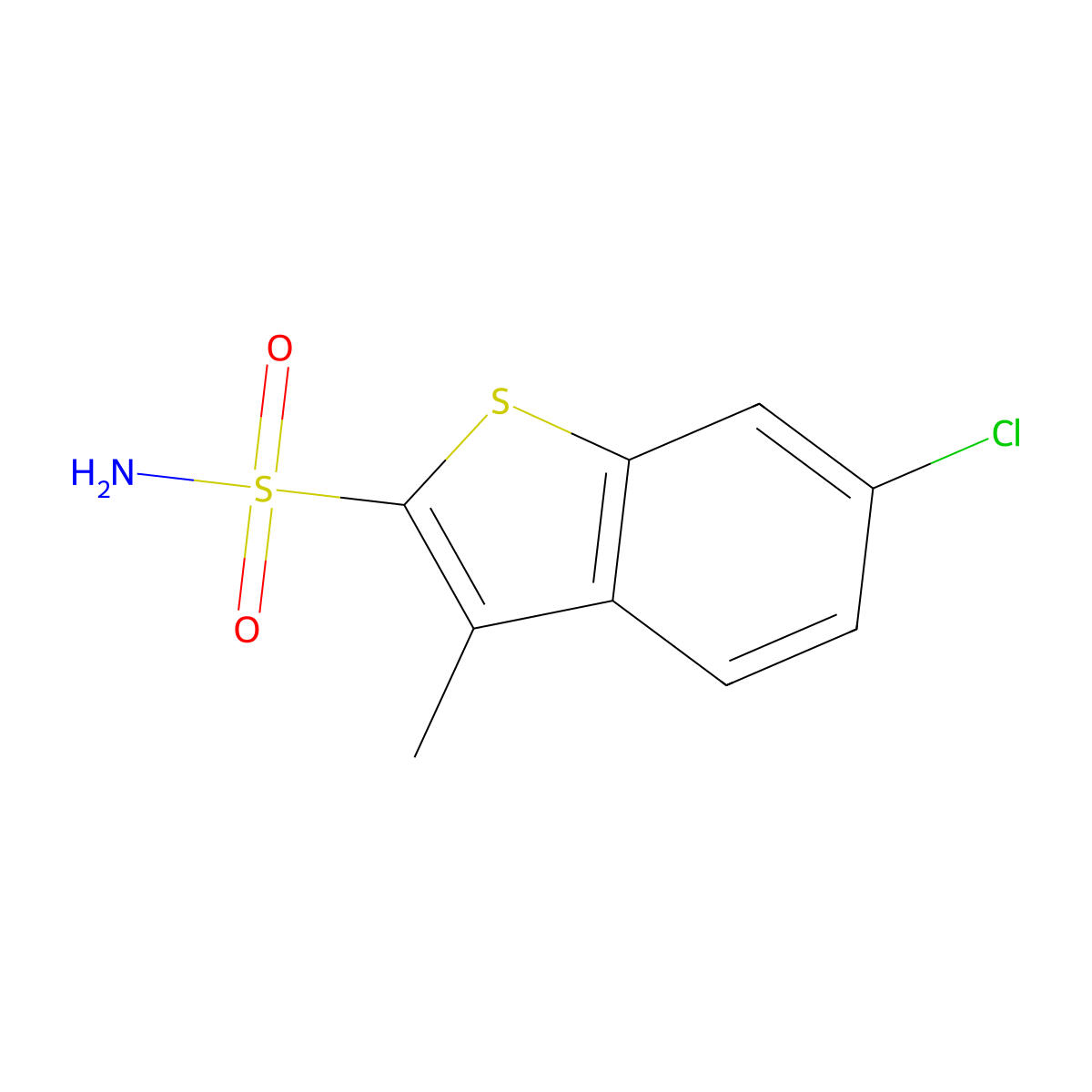 6-Chloro-3-methyl-1-benzothiophene-2-sulfonamide molecular structure, CAS 854267-20-2