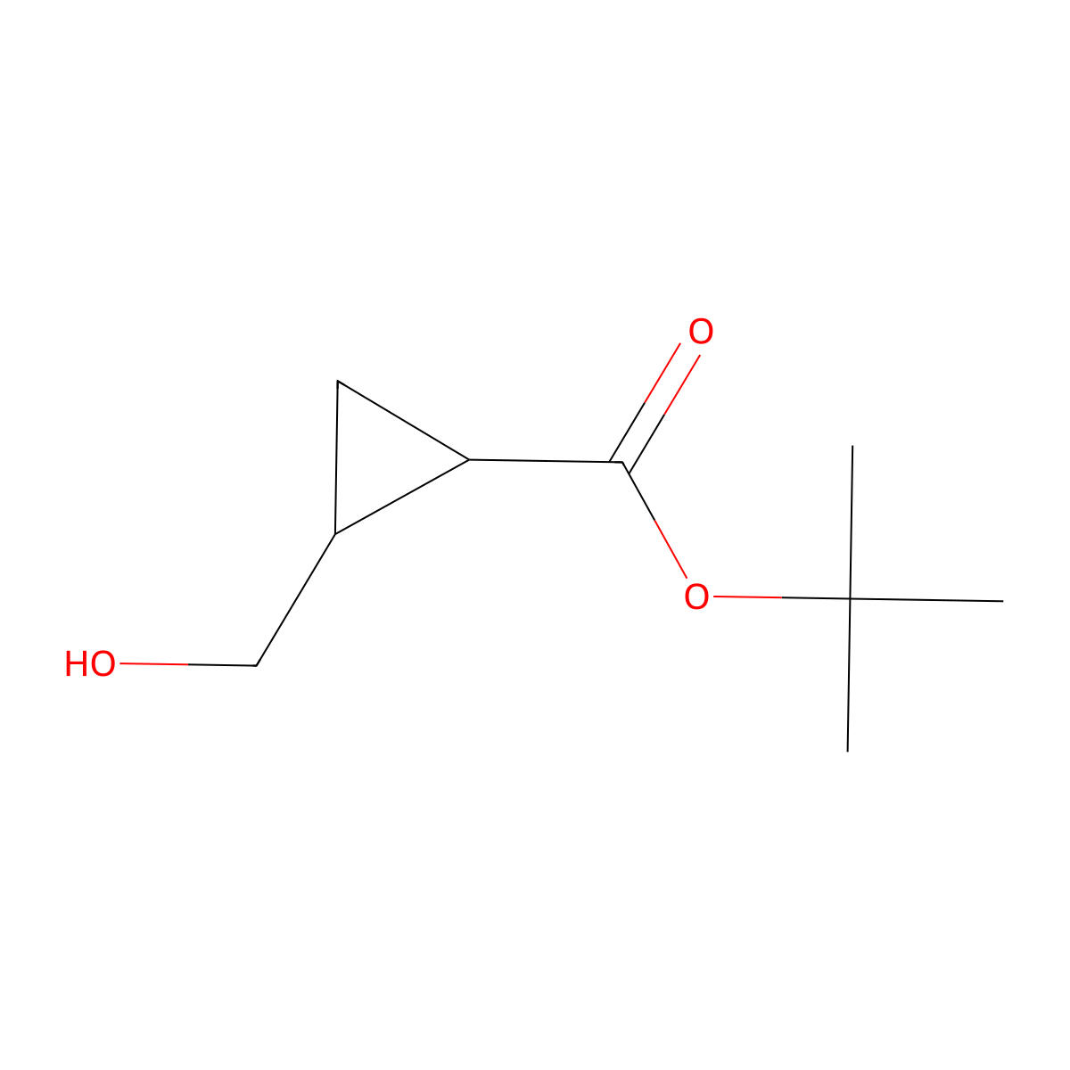 rac-tert-butyl (1R,2R)-2-(hydroxymethyl)cyclopropane-1-carboxylate molecular structure, CAS 85428-59-7