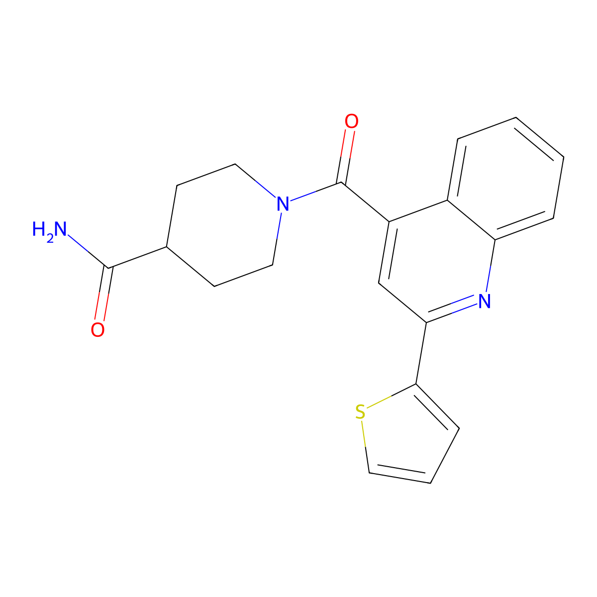 1-{[2-(2-Thienyl)-4-quinolyl]carbonyl}-4-piperidinecarboxamide molecular structure, CAS 854355-10-5
