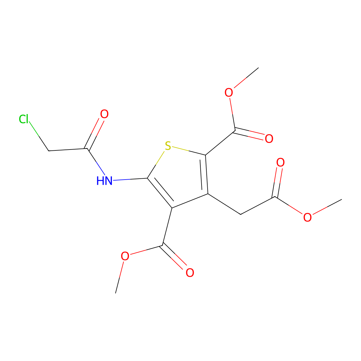 2,4-Dimethyl 5-(2-chloroacetamido)-3-(2-methoxy-2-oxoethyl)thiophene-2,4-dicarboxylate molecular structure, CAS 854357-38-3