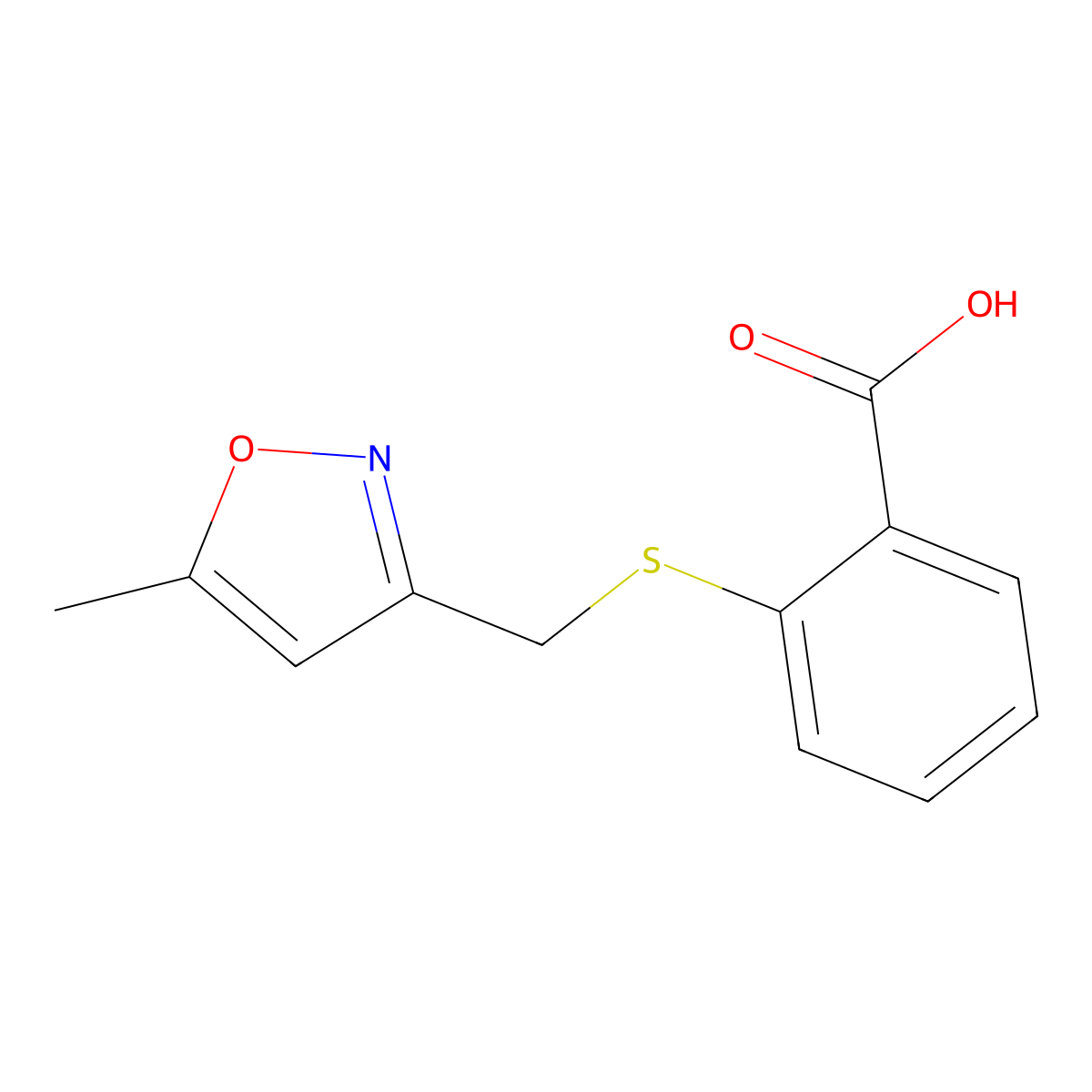 2-{[(5-Methyl-1,2-oxazol-3-yl)methyl]sulfanyl}benzoic acid molecular structure, CAS 854357-41-8