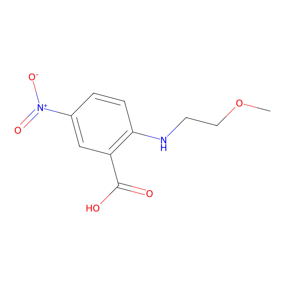 2-[(2-Methoxyethyl)amino]-5-nitrobenzoic acid molecular structure, CAS 854357-45-2