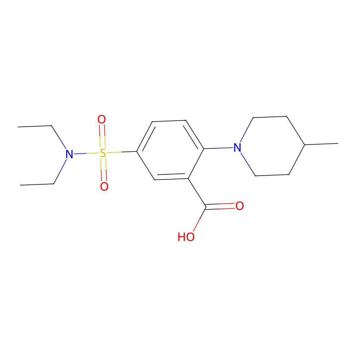 5-(Diethylsulfamoyl)-2-(4-methylpiperidin-1-yl)benzoic acid molecular structure, CAS 854357-46-3