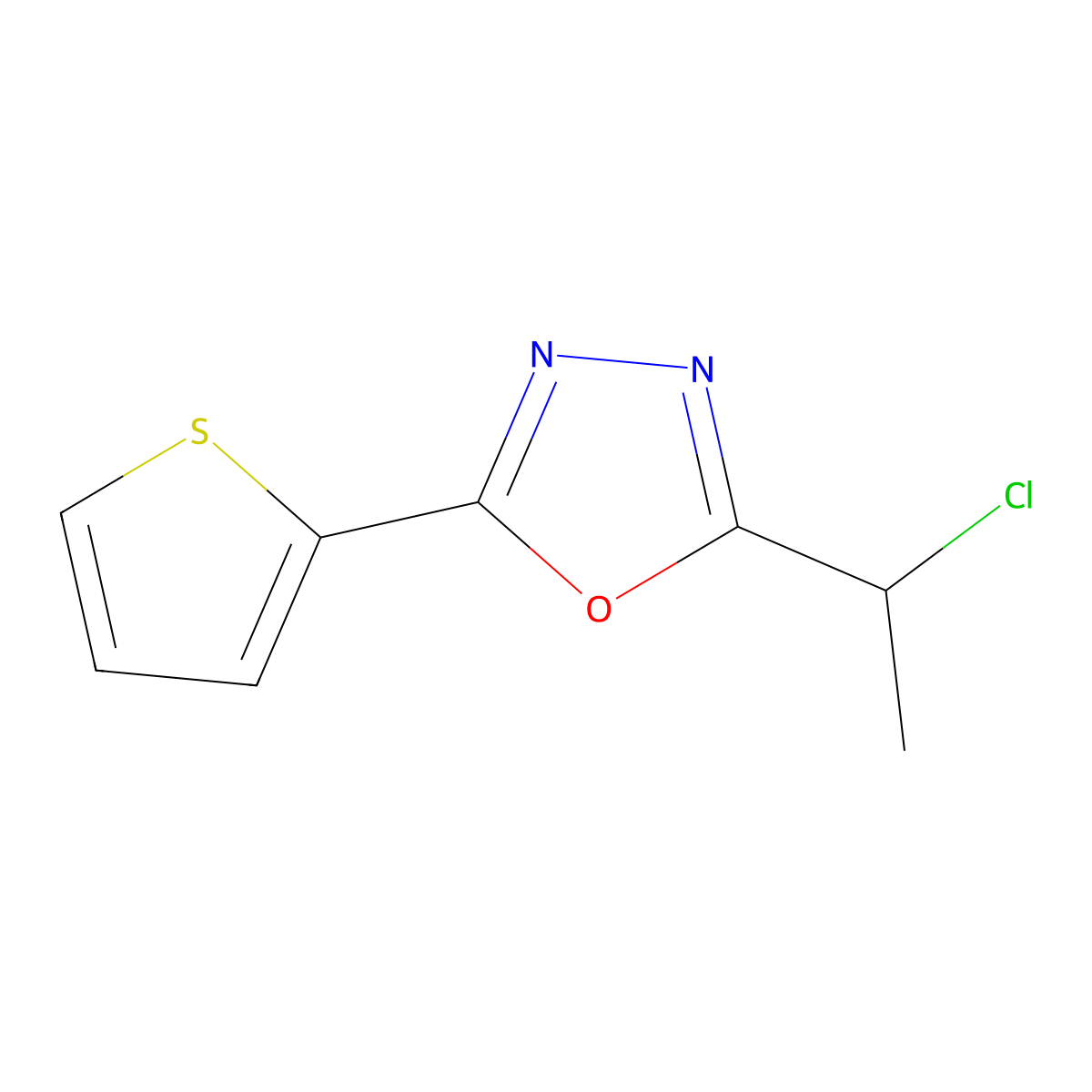 2-(1-Chloroethyl)-5-(thiophen-2-yl)-1,3,4-oxadiazole molecular structure, CAS 854357-49-6