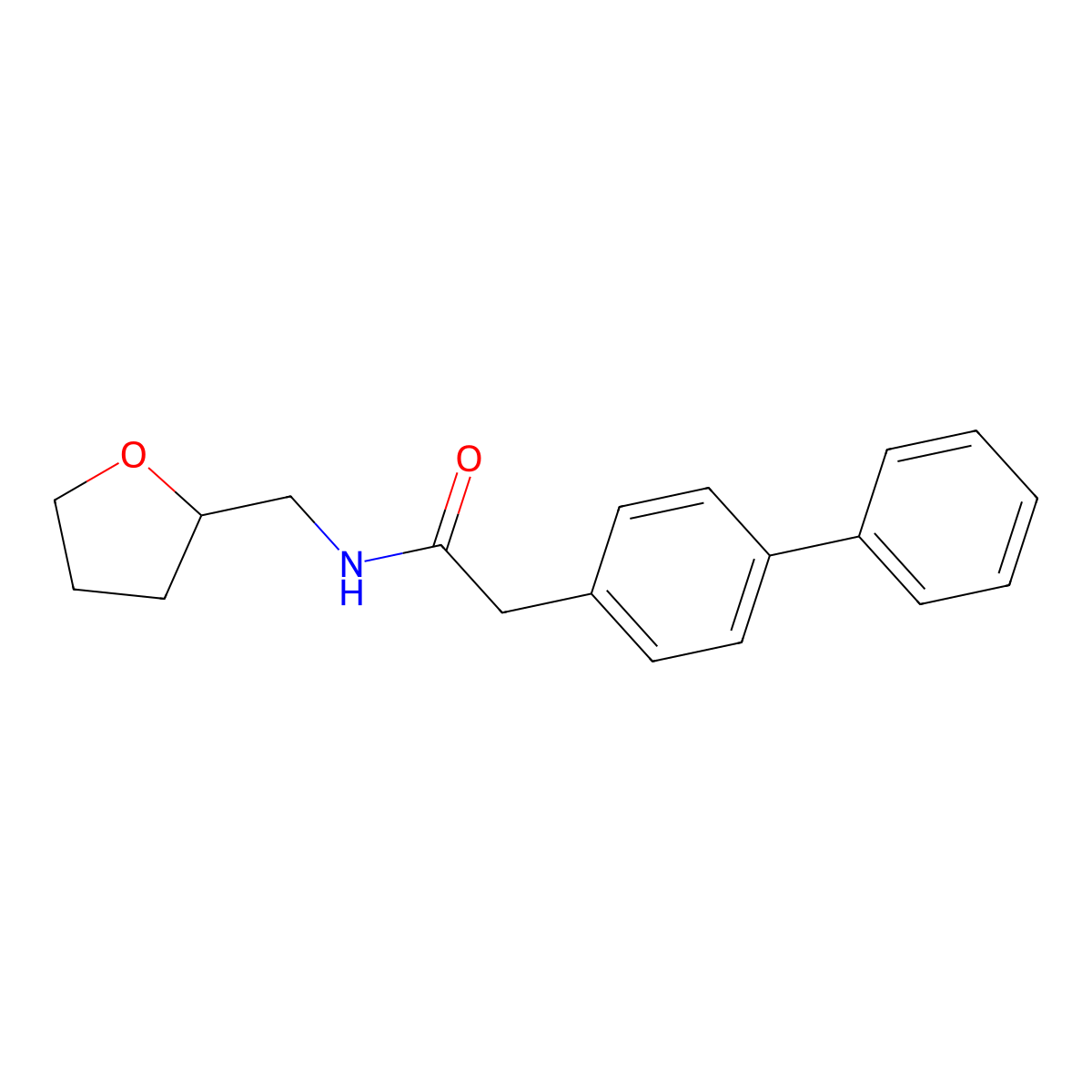N-(oxolan-2-ylmethyl)-2-(4-phenylphenyl)acetamide molecular structure, CAS 854357-66-7