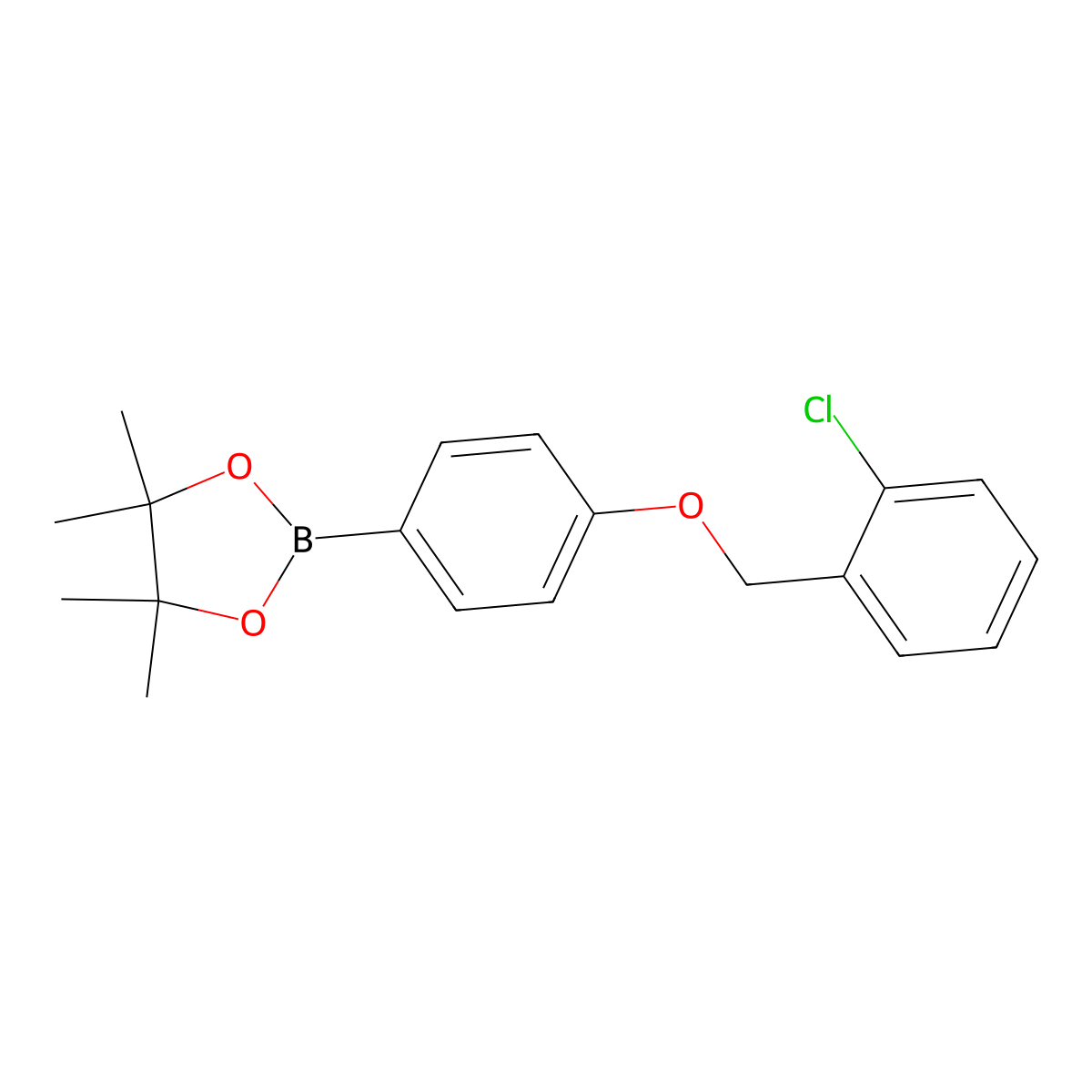2-(4-((2-Chlorobenzyl)oxy)phenyl)-4,4,5,5-tetramethyl-1,3,2-dioxaborolane molecular structure, CAS 854371-84-9