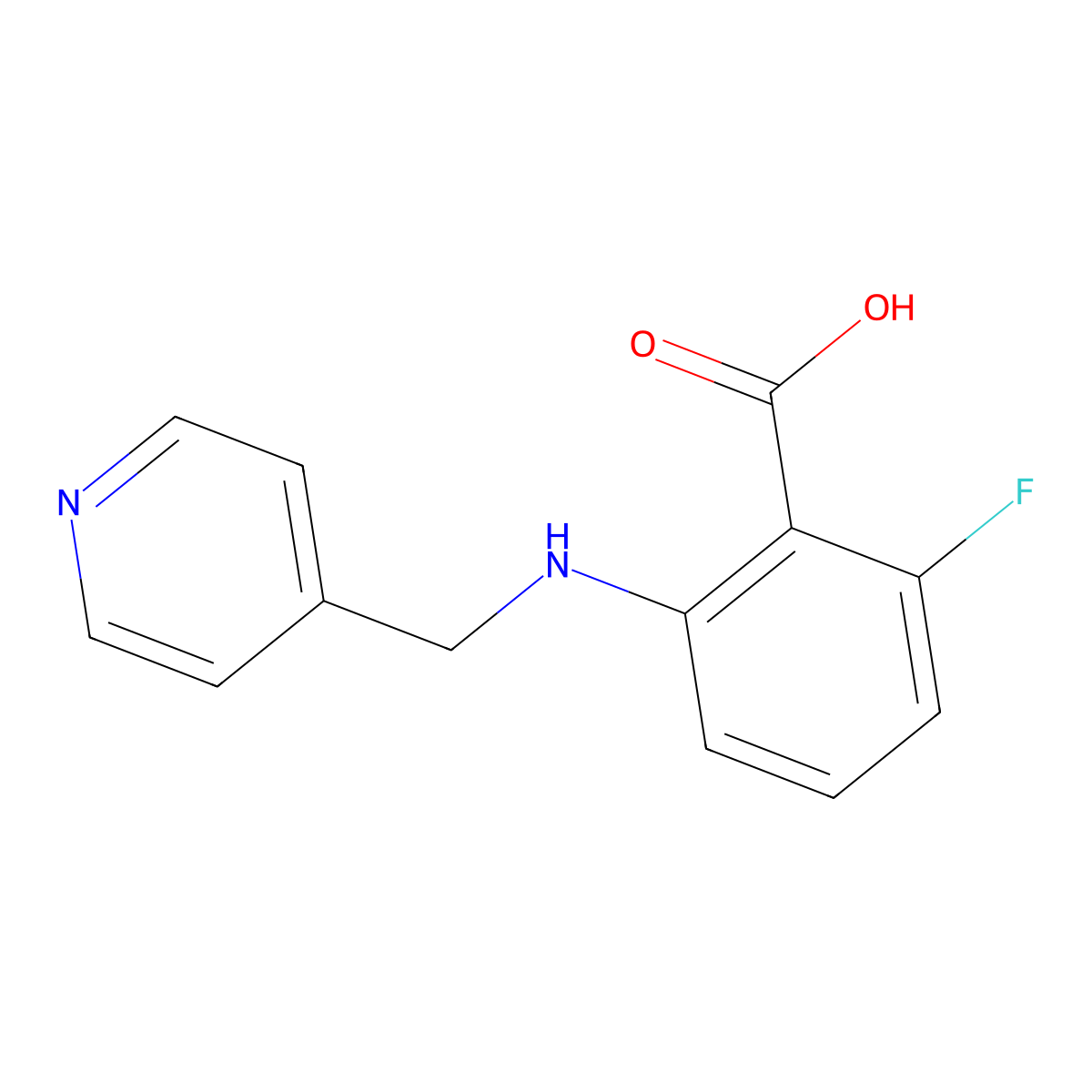 2-Fluoro-6-[(pyridin-4-ylmethyl)-amino]-benzoic acid molecular structure, CAS 854381-84-3