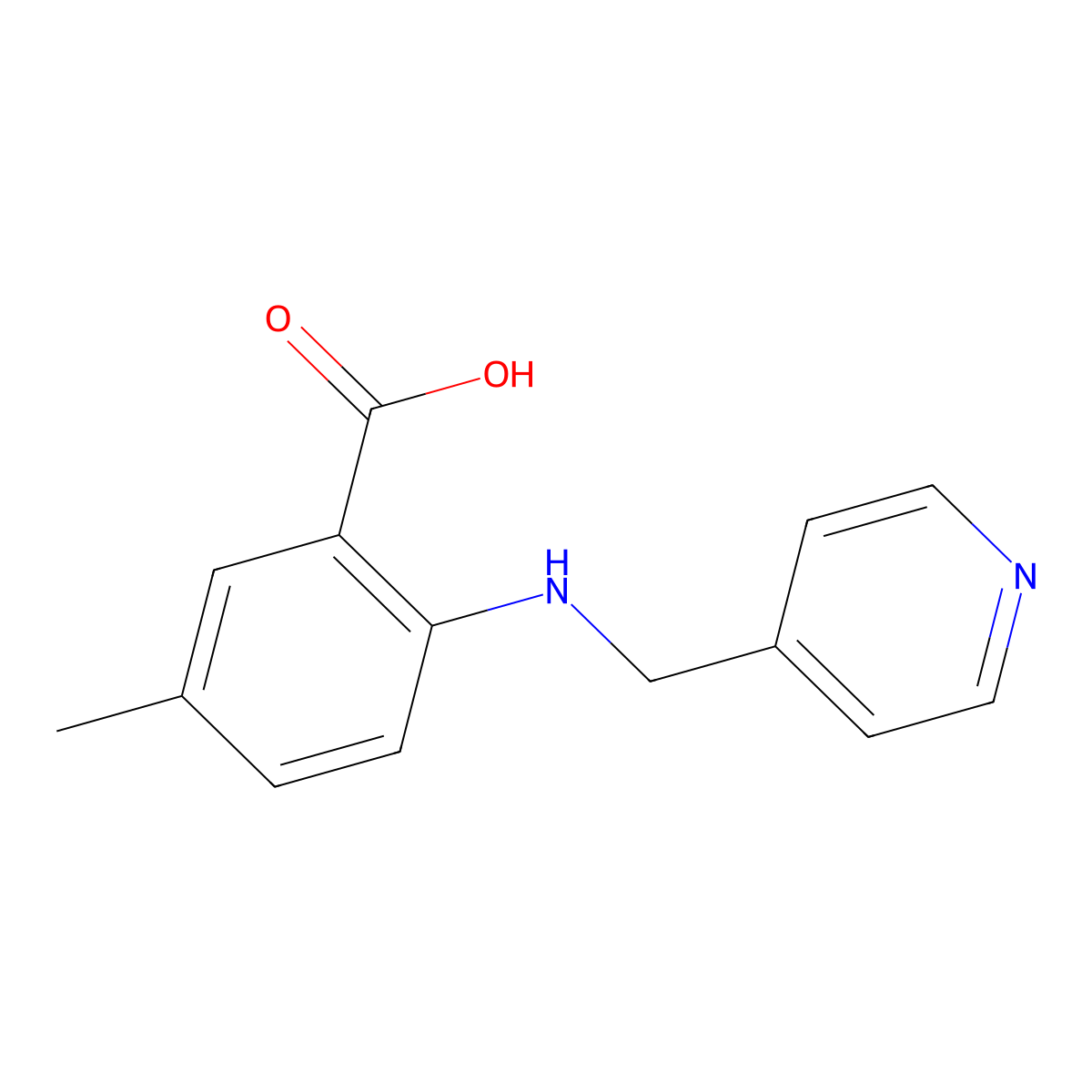 5-Methyl-2-[(pyridin-4-ylmethyl)-amino]-benzoic acid molecular structure, CAS 854381-88-7