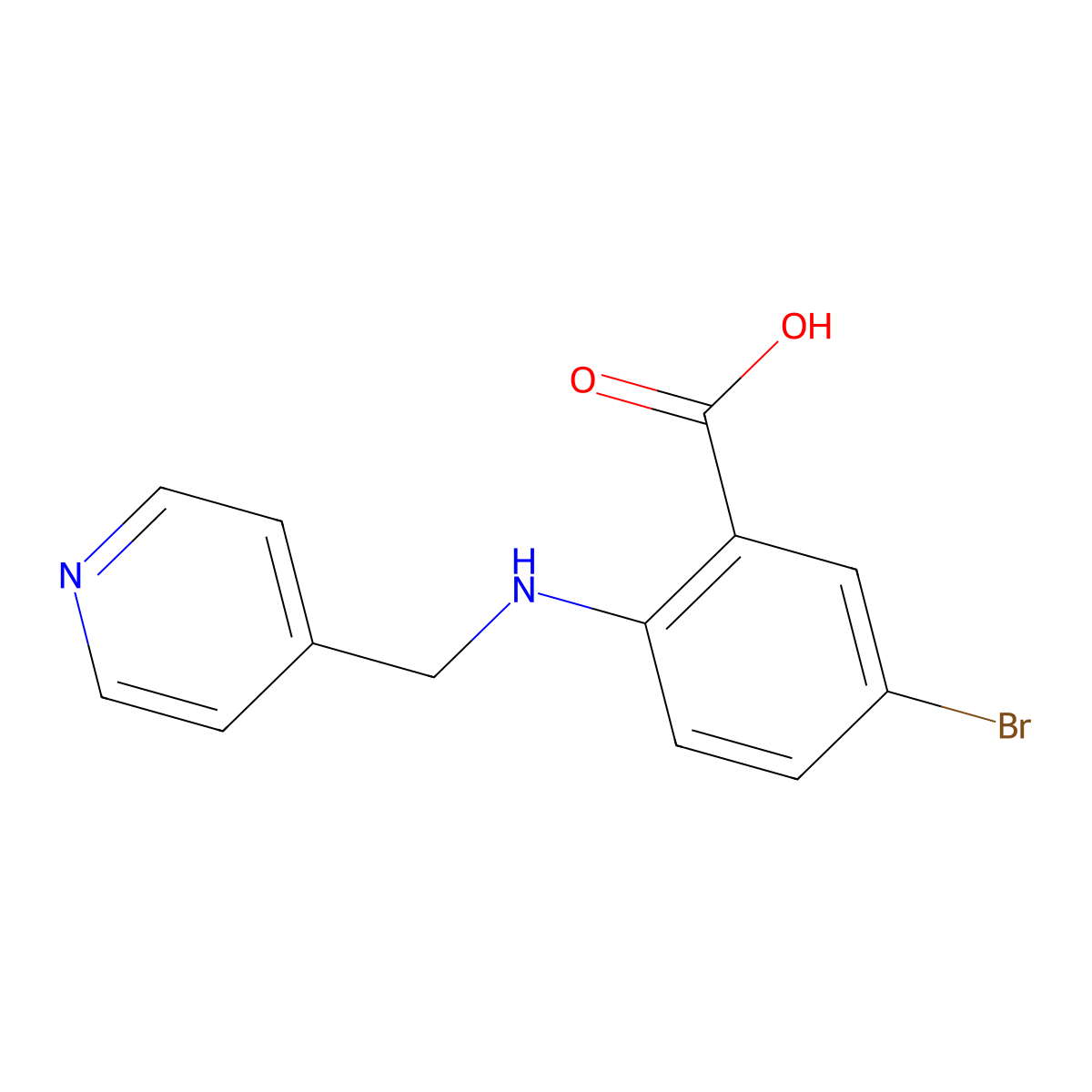 5-Bromo-2-[(pyridin-4-ylmethyl)-amino]-benzoic acid molecular structure, CAS 854381-89-8