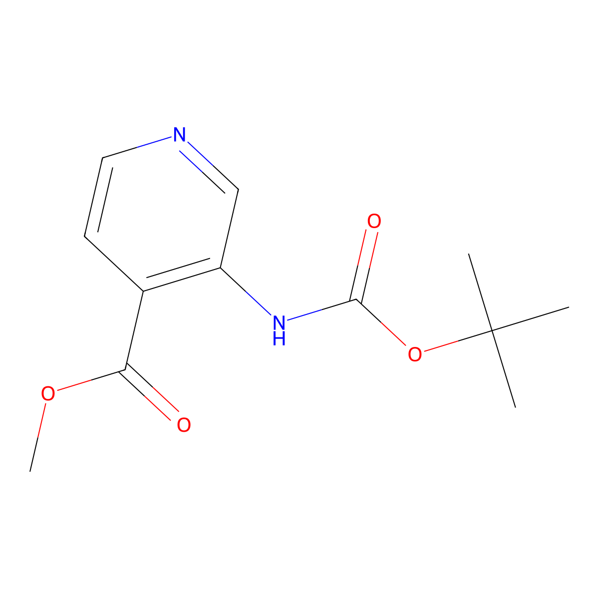Methyl 3-((tert-butoxycarbonyl)amino)isonicotinate molecular structure, CAS 854381-91-2