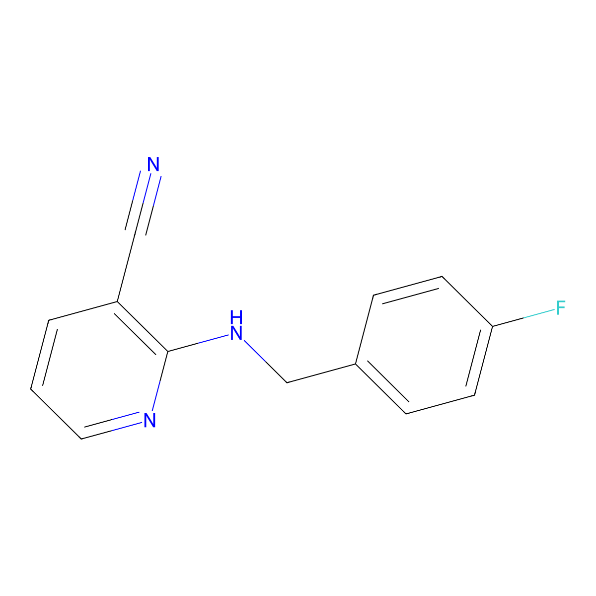 2-[(4-Fluorobenzyl)amino]nicotinonitrile molecular structure, CAS 854382-09-5