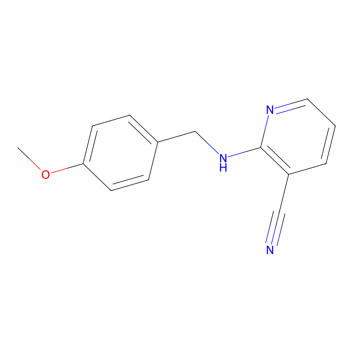 2-[(4-Methoxybenzyl)amino]nicotinonitrile molecular structure, CAS 854382-10-8
