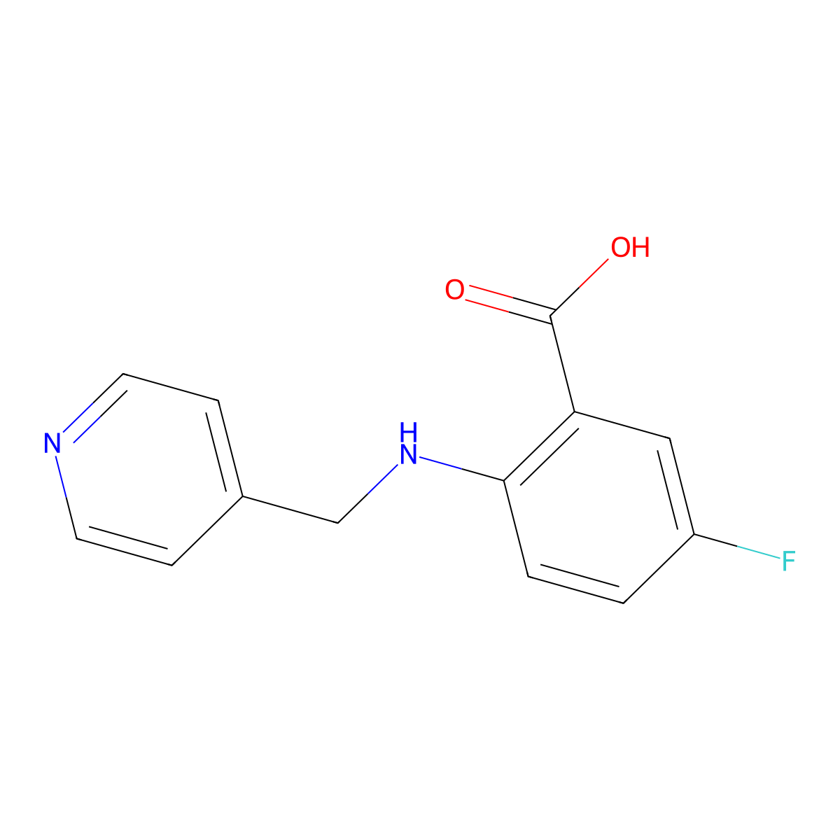 5-Fluoro-2-[(pyridin-4-ylmethyl)-amino]-benzoic acid molecular structure, CAS 854383-89-4