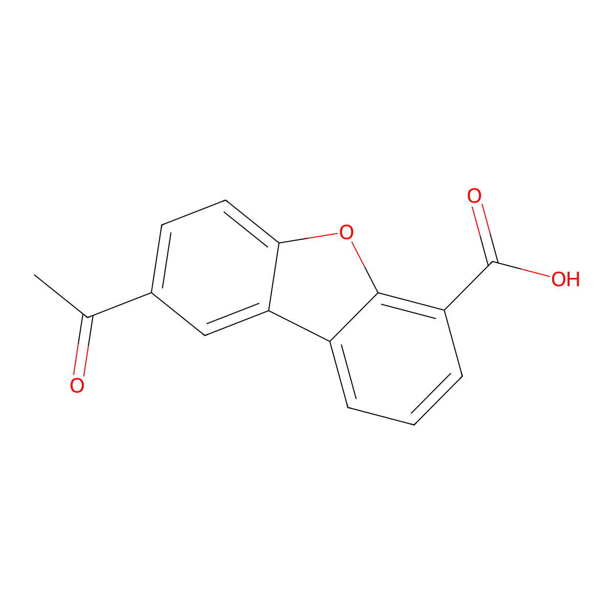 8-Acetyl-dibenzofuran-4-carboxylic acid molecular structure, CAS 854395-65-6
