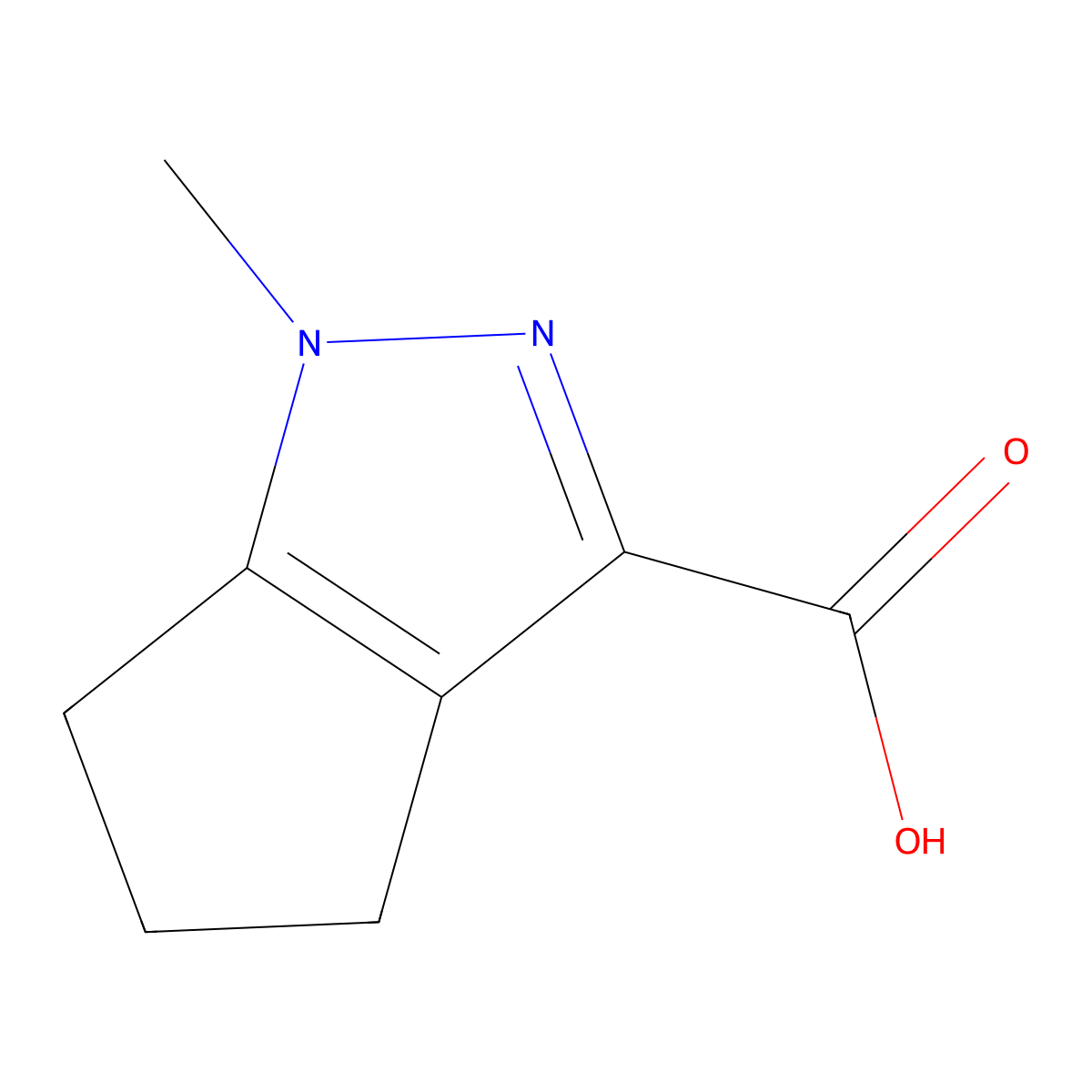 1-methyl-1H,4H,5H,6H-cyclopenta[c]pyrazole-3-carboxylic acid molecular structure, CAS 854405-75-7