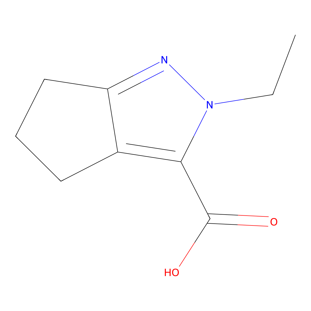 2-Ethyl-2,4,5,6-tetrahydrocyclopenta[c]pyrazole-3-carboxylic acid molecular structure, CAS 854405-79-1