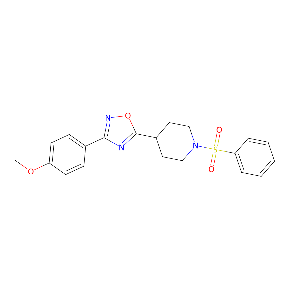 3-(4-Methoxyphenyl)-5-(1-(phenylsulfonyl)piperidin-4-yl)-1,2,4-oxadiazole molecular structure, CAS 854409-25-9