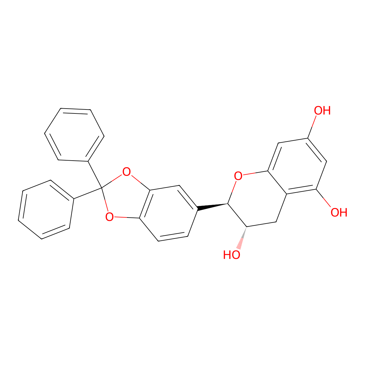 (2R,3S)-2-(2,2-Diphenyl-1,3-benzodioxol-5-yl)-3,4-dihydro-2H-1-benzopyran-3,5,7-triol molecular structure, CAS 85443-48-7