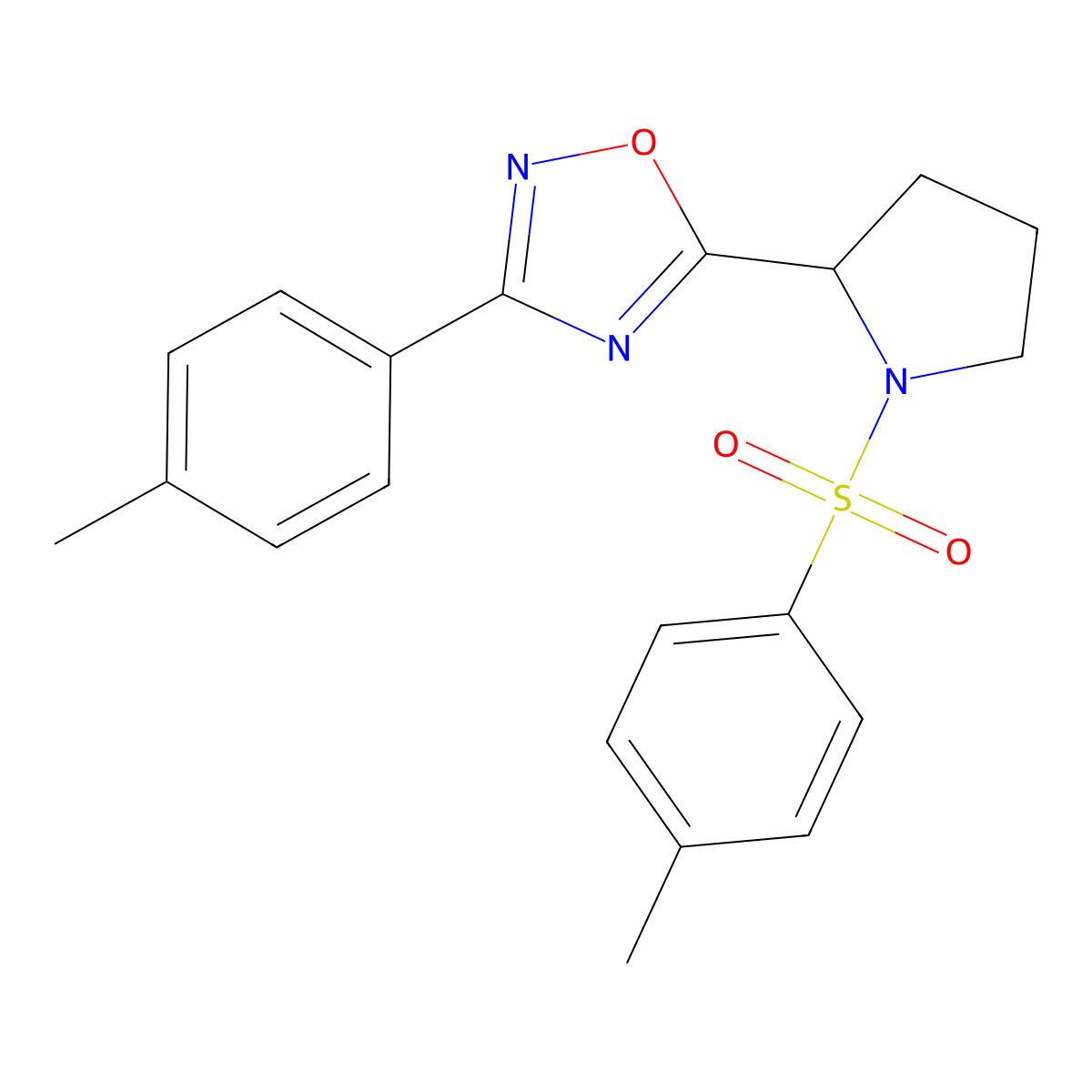 3-(4-Methylphenyl)-5-[1-(4-methylphenyl)sulfonylpyrrolidin-2-yl]-1,2,4-oxadiazole molecular structure, CAS 854438-79-2