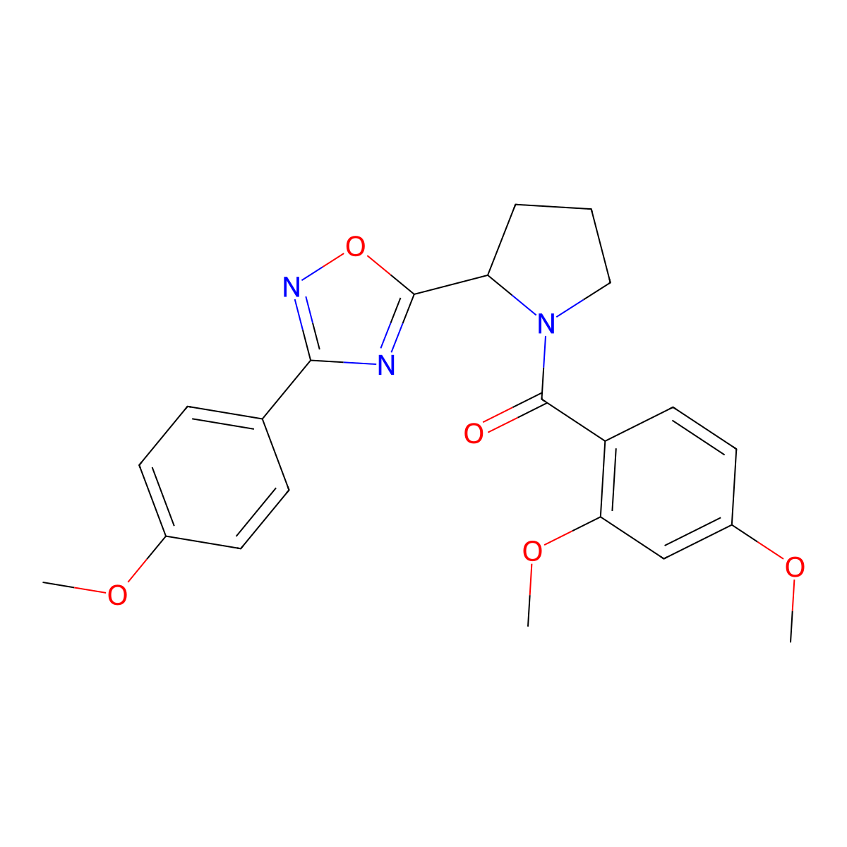 5-[1-(2,4-Dimethoxybenzoyl)pyrrolidin-2-yl]-3-(4-methoxyphenyl)-1,2,4-oxadiazole molecular structure, CAS 854442-29-8