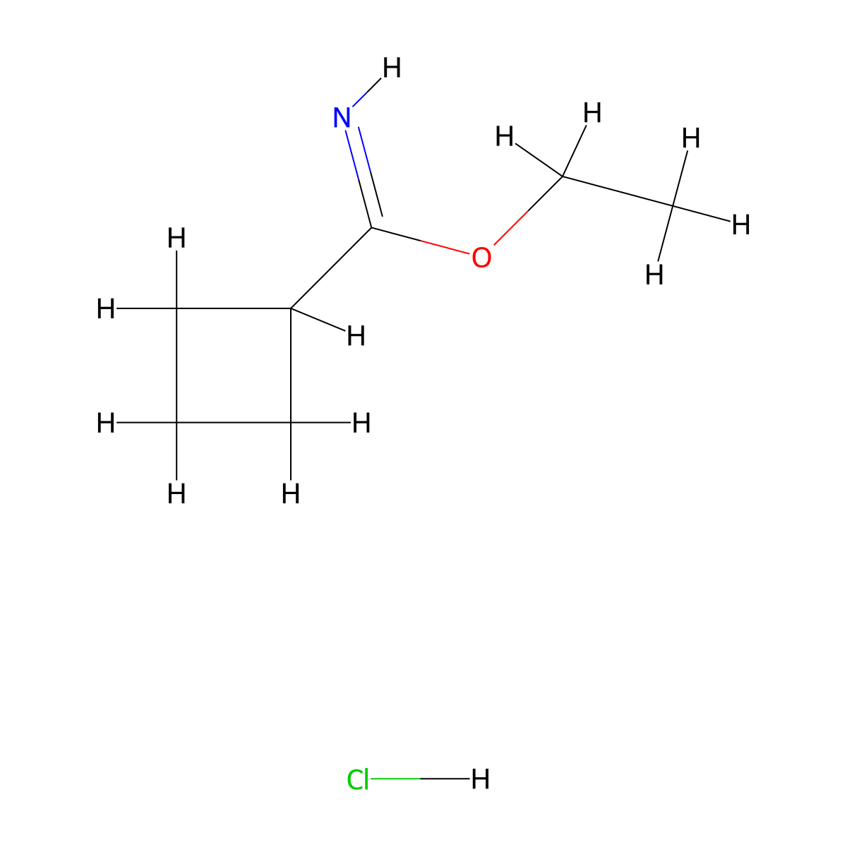 Ethyl cyclobutanecarbimidate hydrochloride molecular structure, CAS 854451-65-3