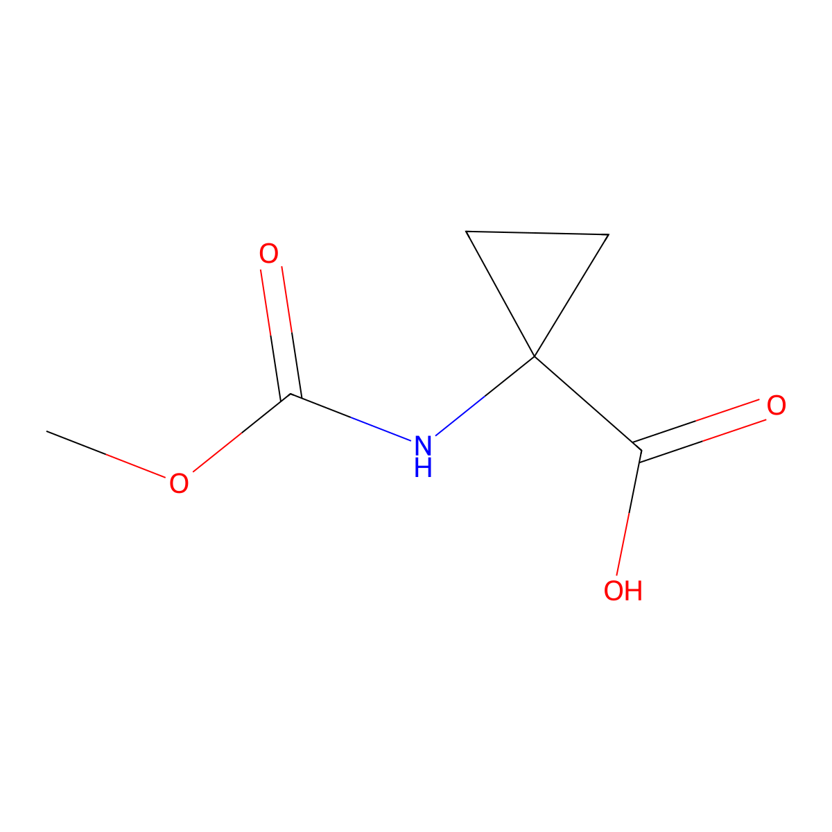 1-((Methoxycarbonyl)amino)cyclopropane-1-carboxylic acid molecular structure, CAS 85452-33-1
