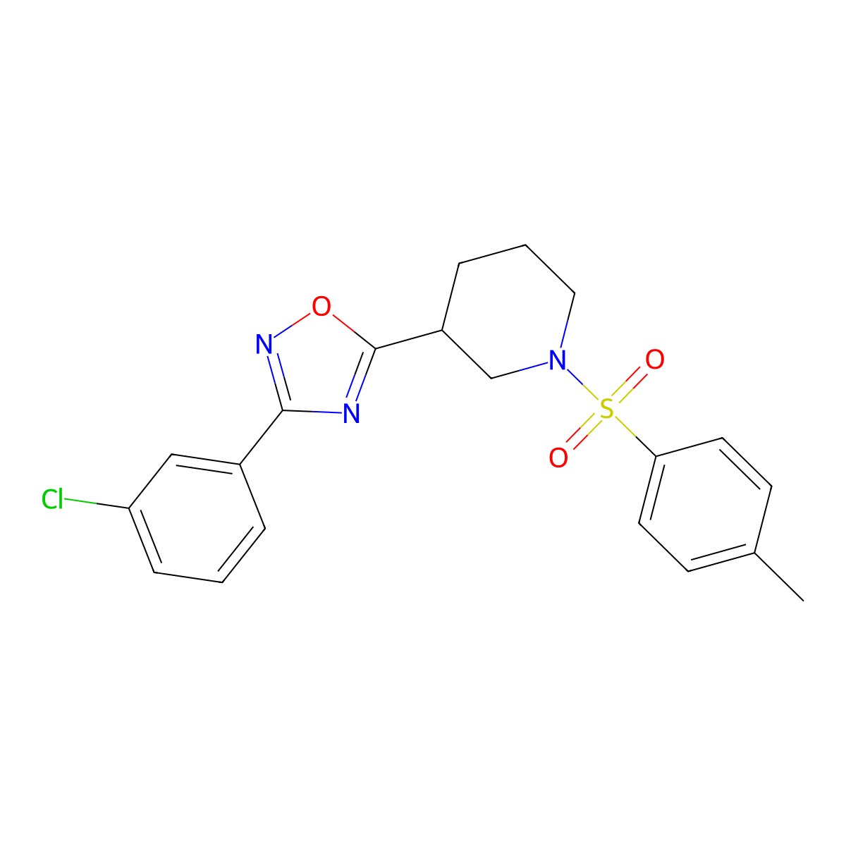 3-(3-Chlorophenyl)-5-(1-tosylpiperidin-3-yl)-1,2,4-oxadiazole molecular structure, CAS 854522-81-9