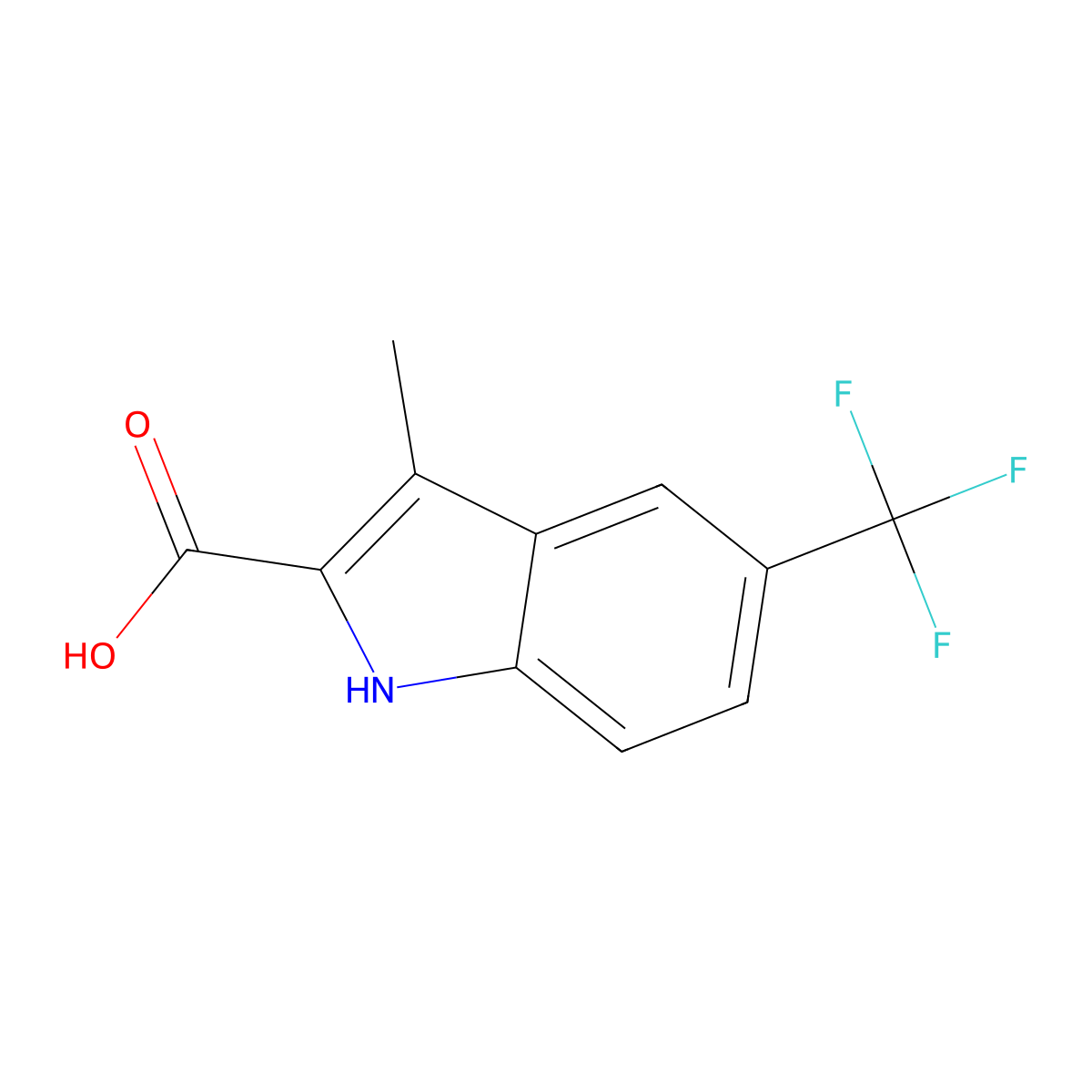 3-methyl-5-(trifluoromethyl)-1H-indole-2-carboxylic acid molecular structure, CAS 854531-37-6