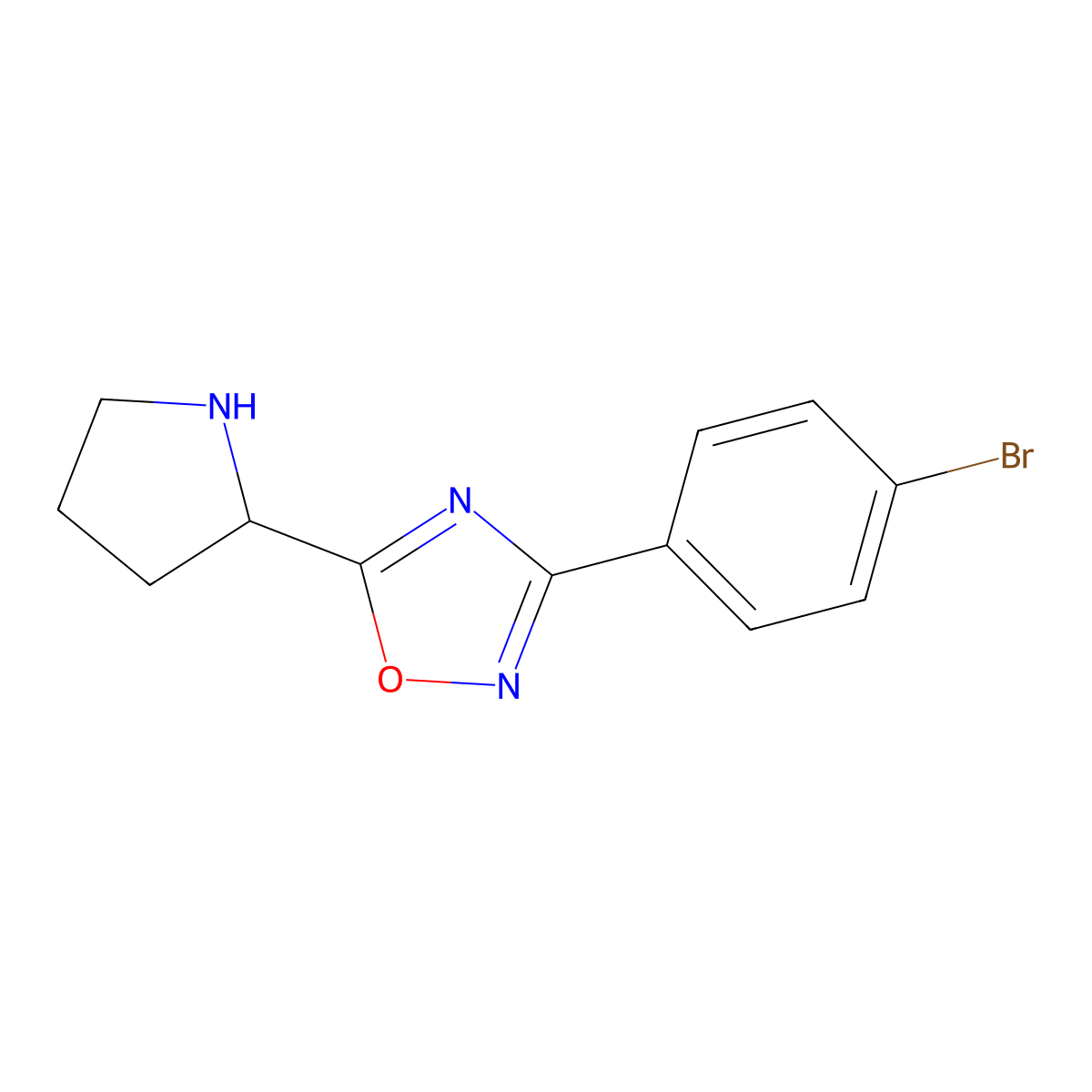 3-(4-Bromophenyl)-5-(pyrrolidin-2-yl)-1,2,4-oxadiazole molecular structure, CAS 854541-92-7