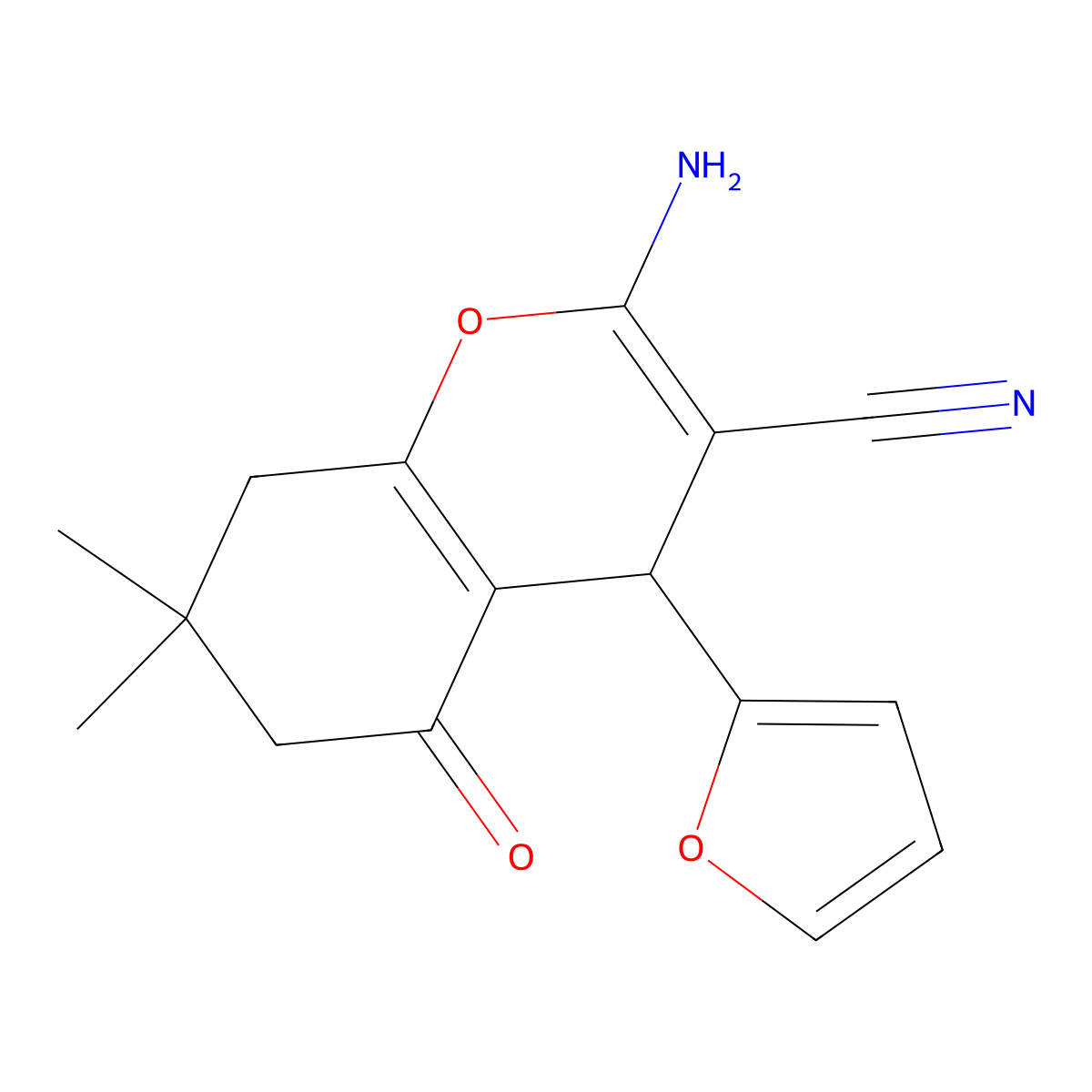 2-amino-4-(2-furyl)-7,7-dimethyl-5-oxo-5,6,7,8-tetrahydro-4H-chromene-3-carbonitrile molecular structure, CAS 85459-85-4