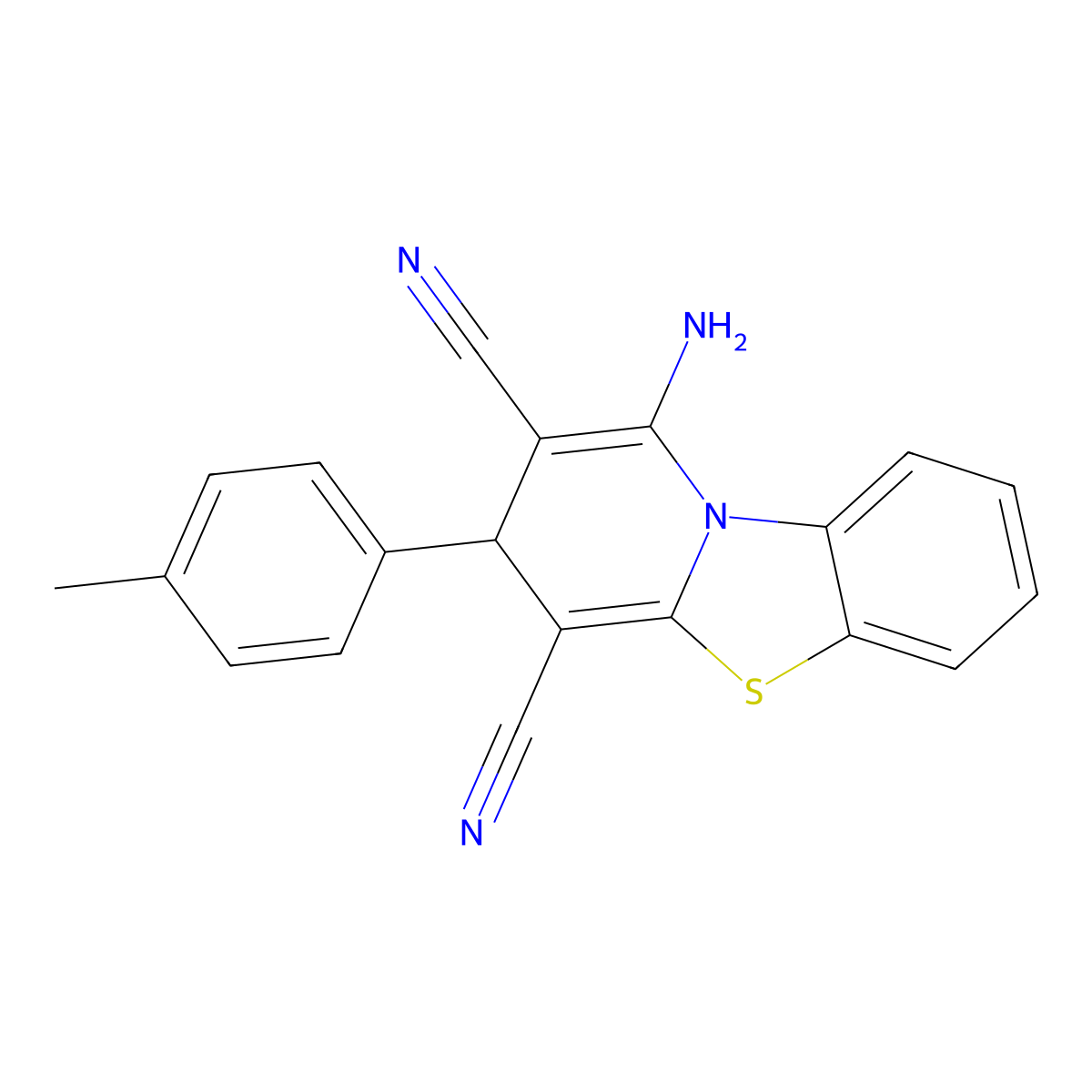 1-amino-3-(4-methylphenyl)-3H-pyrido[2,1-b][1,3]benzothiazole-2,4-dicarbonitrile molecular structure, CAS 85460-34-0