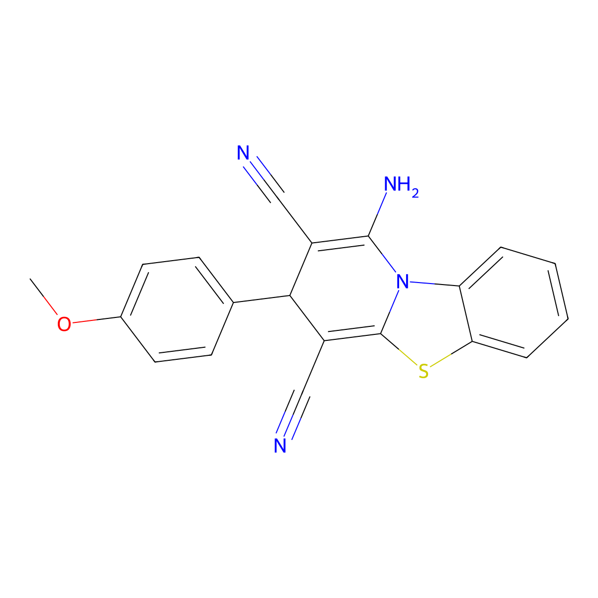 1-amino-3-(4-methoxyphenyl)-3H-pyrido[2,1-b][1,3]benzothiazole-2,4-dicarbonitrile molecular structure, CAS 85460-35-1