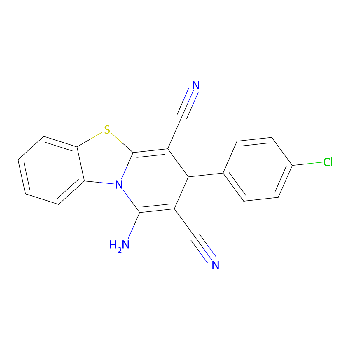 1-amino-3-(4-chlorophenyl)-3H-pyrido[2,1-b][1,3]benzothiazole-2,4-dicarbonitrile molecular structure, CAS 85460-36-2