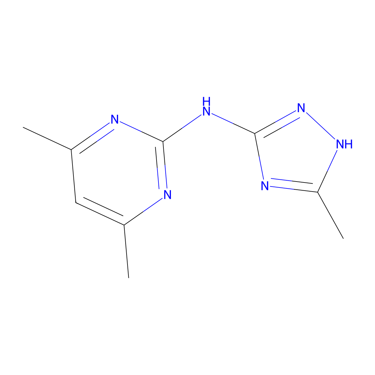 4,6-dimethyl-N-(5-methyl-4H-1,2,4-triazol-3-yl)pyrimidin-2-amine molecular structure, CAS 85460-38-4