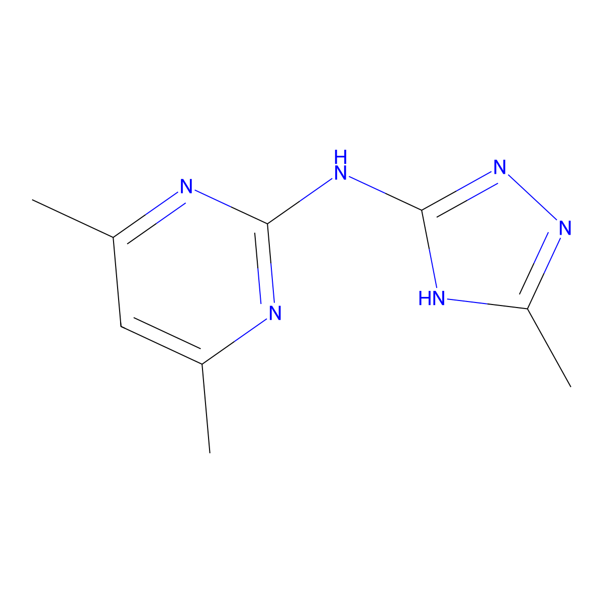 4,6-dimethyl-N-(5-methyl-4H-1,2,4-triazol-3-yl)pyrimidin-2-amine molecular structure, CAS 85460-38-4