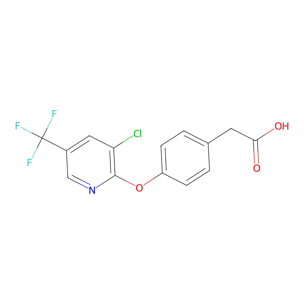 2-(4-{[3-Chloro-5-(trifluoromethyl)-2-pyridinyl]oxy}phenyl)acetic acid molecular structure, CAS 85462-51-7