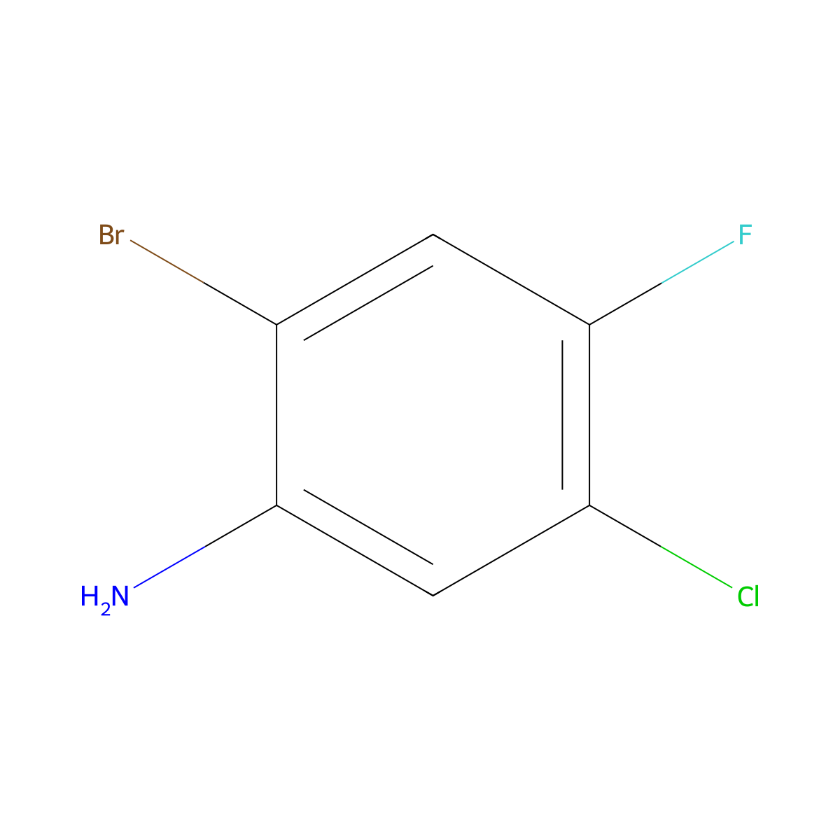 2-Bromo-5-chloro-4-fluorobenzenamine molecular structure, CAS 85462-59-5