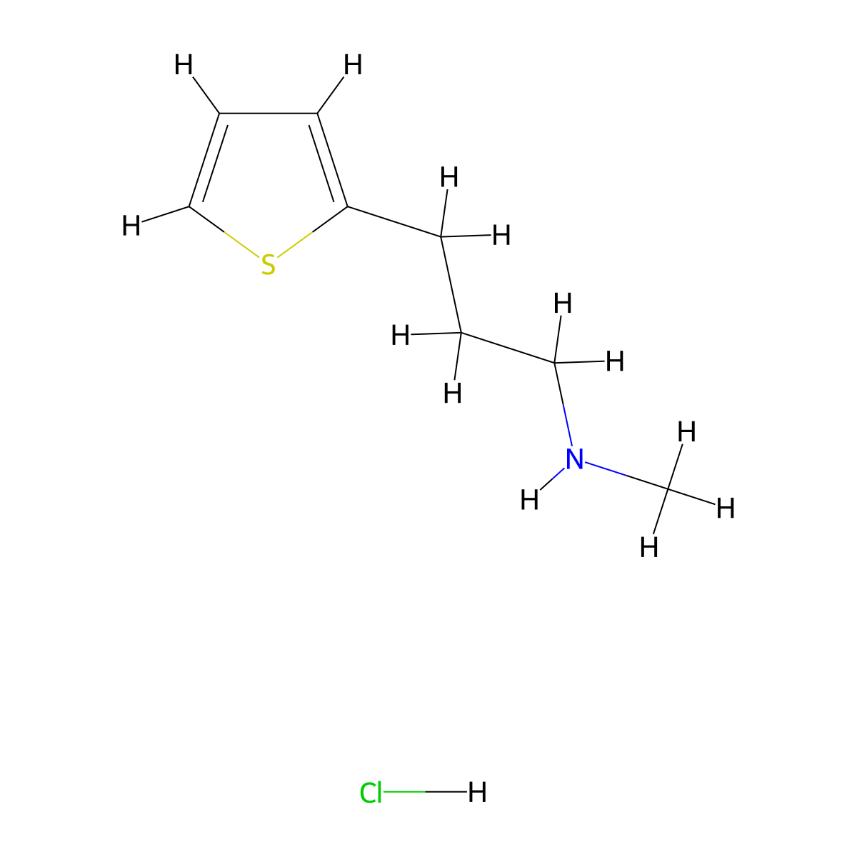 N-Methyl-2-thiophenepropylamine, hydrochloride molecular structure, CAS 854628-51-6