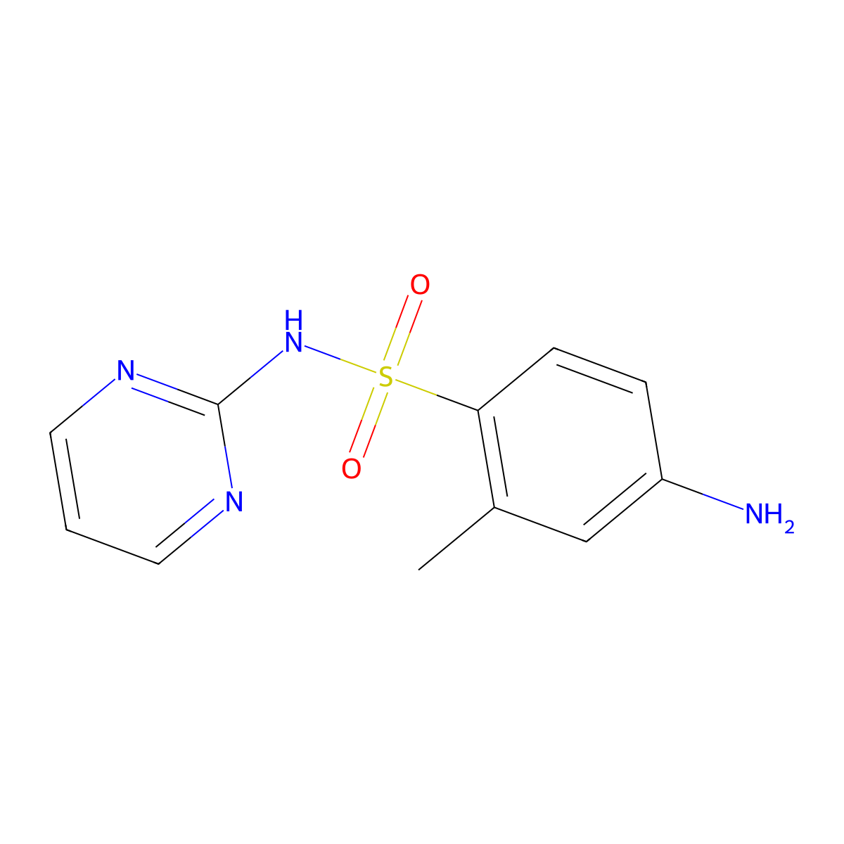4-amino-2-methyl-N-(pyrimidin-2-yl)benzene-1-sulfonamide molecular structure, CAS 854634-29-0