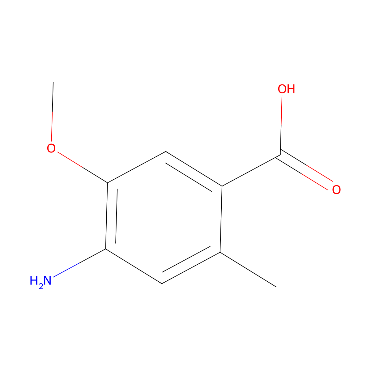 4-Amino-5-methoxy-2-methylbenzoic acid molecular structure, CAS 854644-72-7
