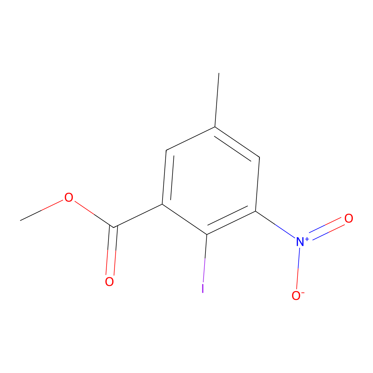 Methyl 2-iodo-5-methyl-3-nitrobenzoate molecular structure, CAS 854645-22-0