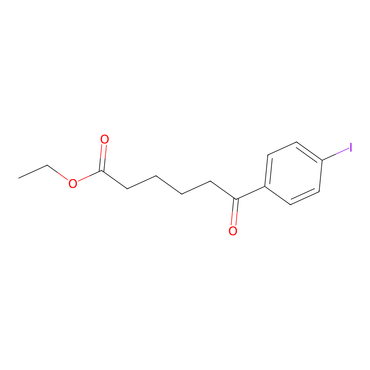Ethyl 6-(4-iodophenyl)-6-oxohexanoate molecular structure, CAS 854658-72-3