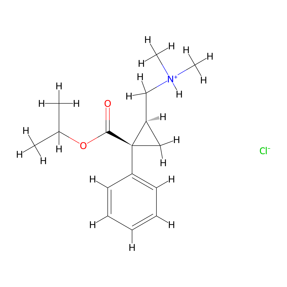 Cyclopropanecarboxylic acid, 2-((dimethylamino)methyl)-1-phenyl-, 1-methylethyl ester, (Z)-, monohydrochloride molecular structure, CAS 85467-61-4