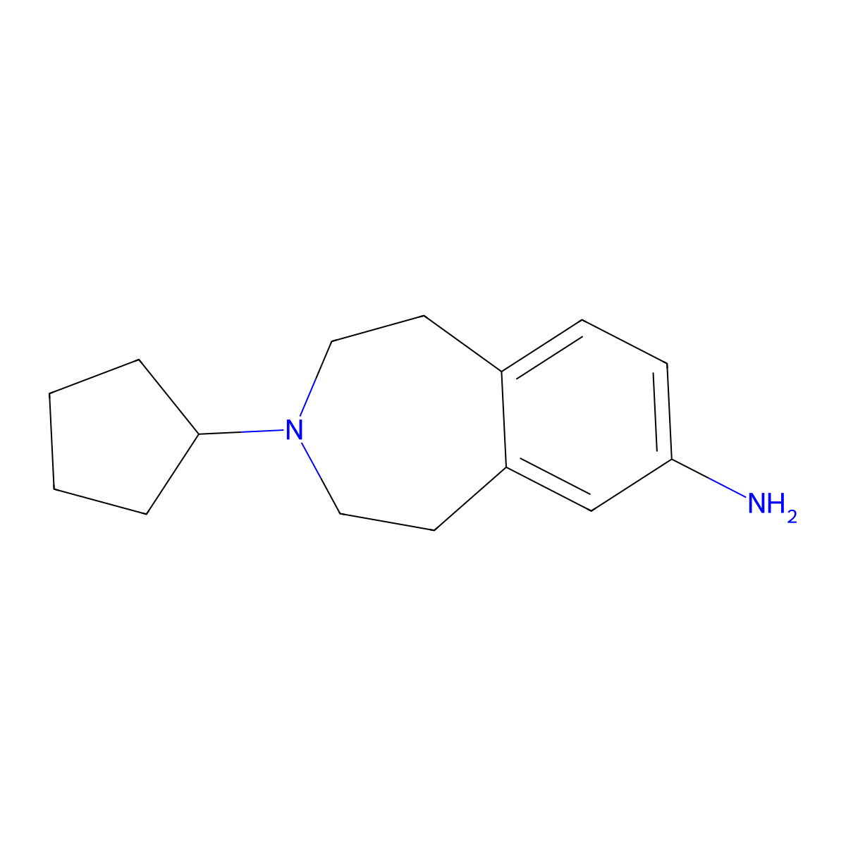 3-Cyclopentyl-1,2,4,5-tetrahydro-3-benzazepin-7-amine molecular structure, CAS 854679-17-7
